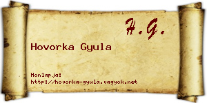 Hovorka Gyula névjegykártya